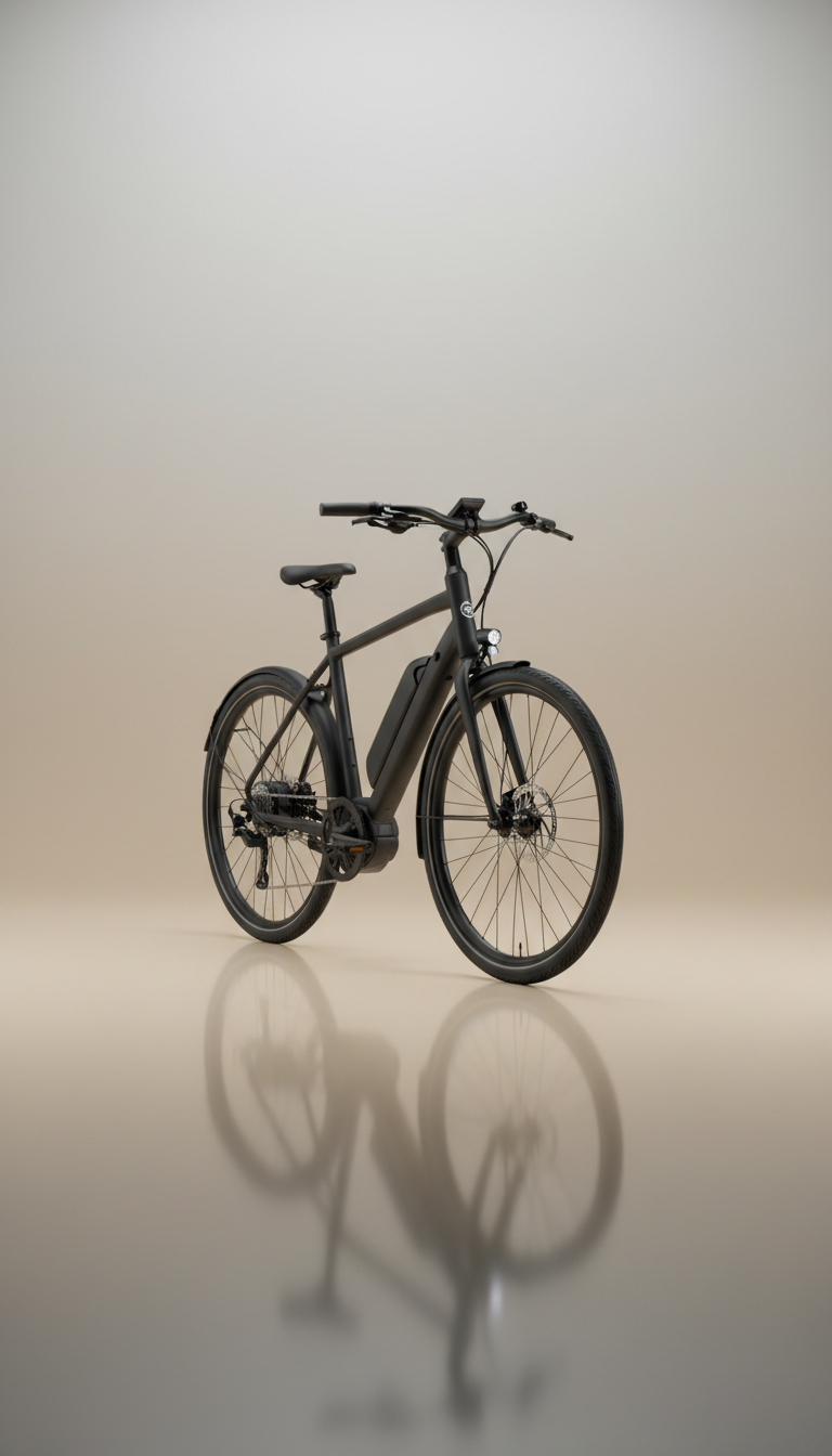 Matte black aluminum commuter e-bike